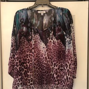 Jennifer Lopez Black/Blue/Burgundy Flow Top